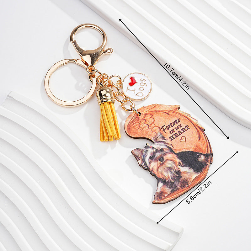 Wholesale Acrylic Angel Wings Dog Keychain